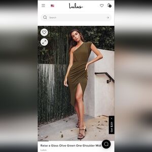 Raise A Glass Olive Green One-Shoulder Midi Dress, XS